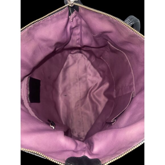 Coach Laura Tote F18335  Black Leather Pebbled Patent Signature  Shoulder Bag - Picture 6 of 8